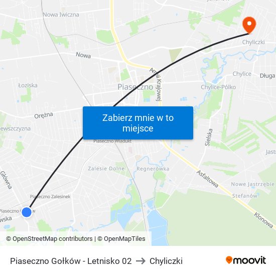 Piaseczno Gołków - Letnisko 02 to Chyliczki map