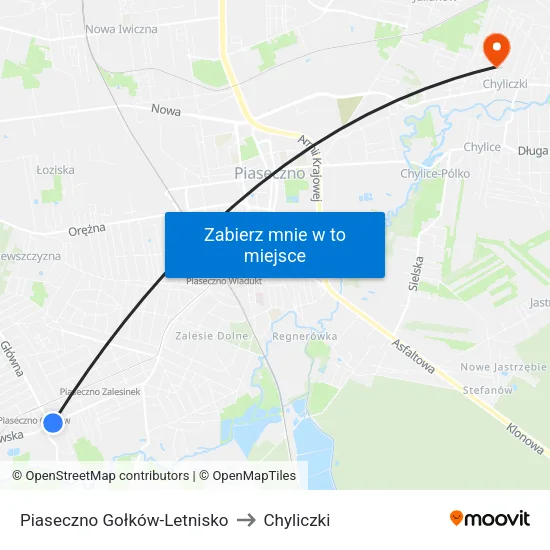 Piaseczno Gołków - Letnisko to Chyliczki map