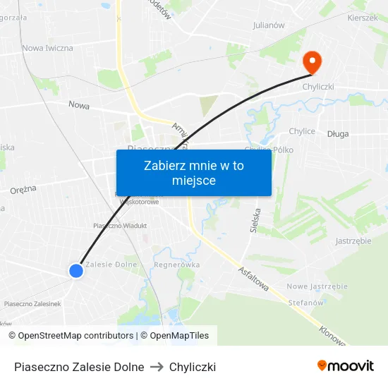 Piaseczno Zalesie Dolne to Chyliczki map