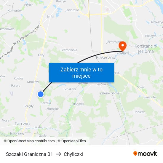 Szczaki Graniczna 01 to Chyliczki map