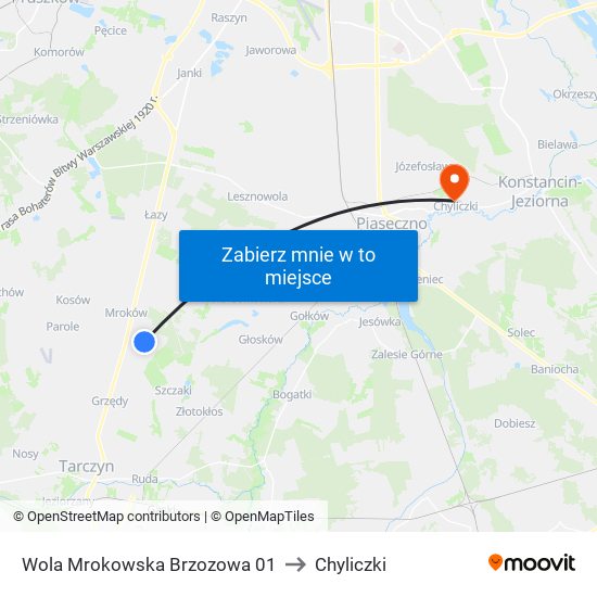 Wola Mrokowska Brzozowa 01 to Chyliczki map