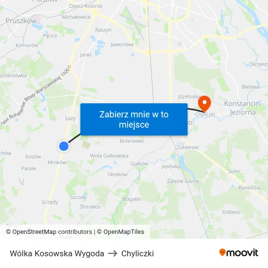 Wólka Kosowska Wygoda to Chyliczki map