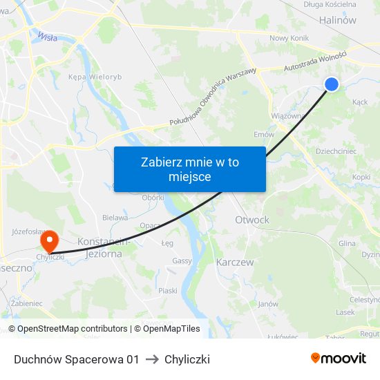 Duchnów Spacerowa 01 to Chyliczki map