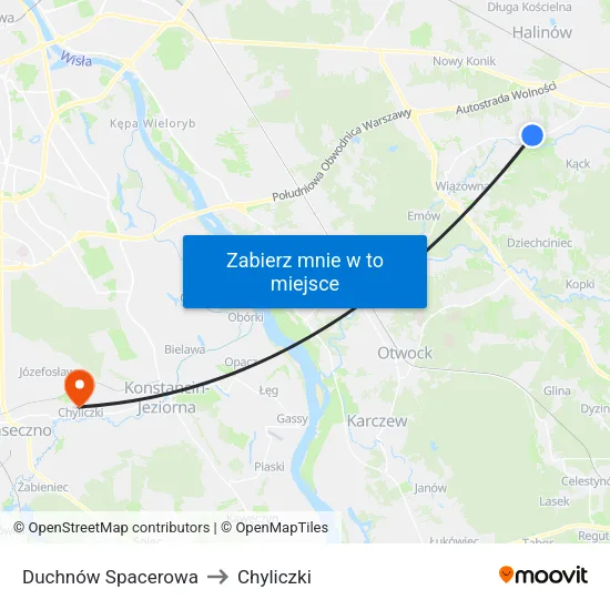Duchnów Spacerowa to Chyliczki map