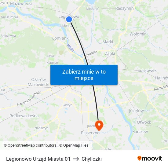 Legionowo Urząd Miasta to Chyliczki map