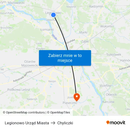 Legionowo Urząd Miasta to Chyliczki map