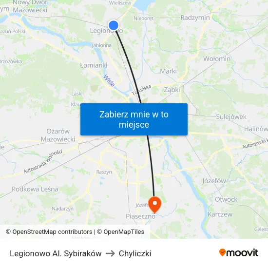 Legionowo Al. Sybiraków to Chyliczki map
