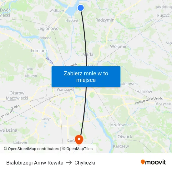 Białobrzegi Amw Rewita to Chyliczki map