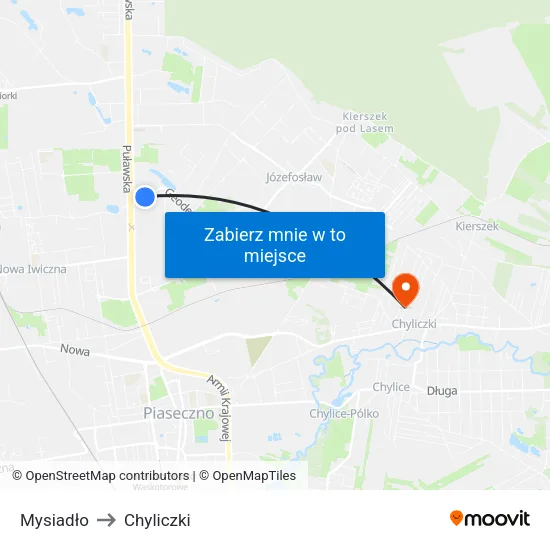 Mysiadło to Chyliczki map