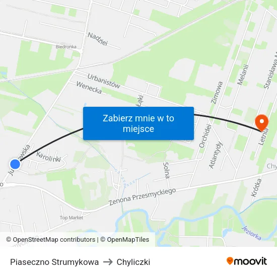 Piaseczno Strumykowa to Chyliczki map