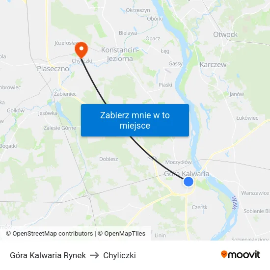 Góra Kalwaria Rynek to Chyliczki map