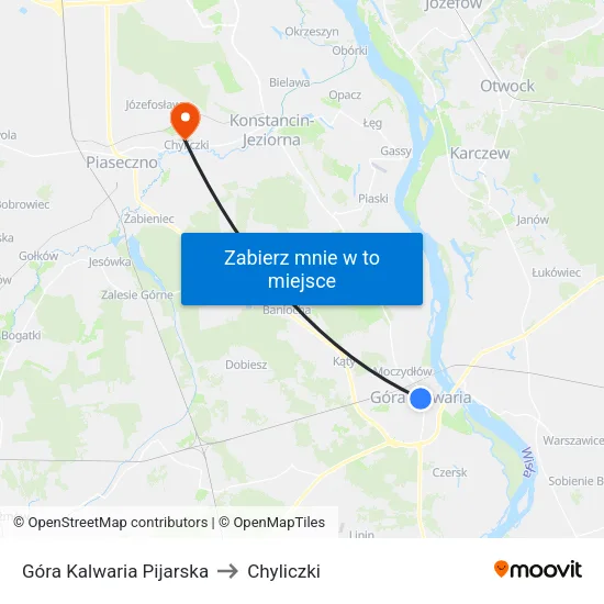 Góra Kalwaria Pijarska to Chyliczki map