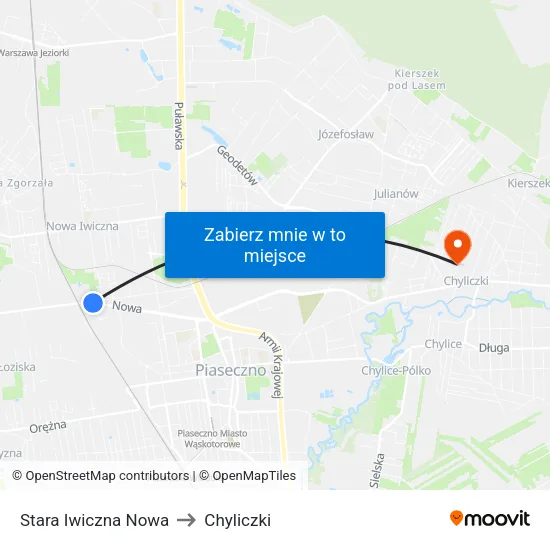 Stara Iwiczna Nowa to Chyliczki map