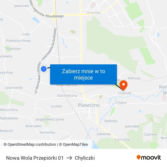 Nowa Wola Przepiórki 01 to Chyliczki map