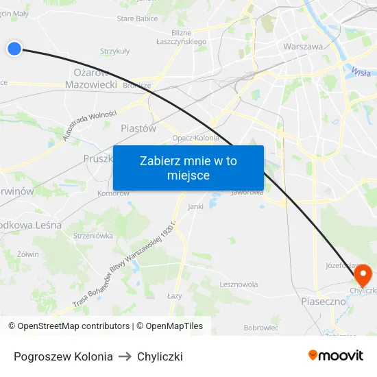 Pogroszew Kolonia to Chyliczki map