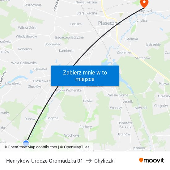 Henryków-Urocze Gromadzka 01 to Chyliczki map