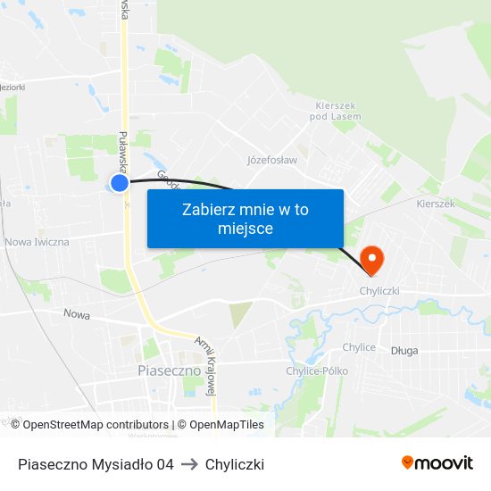 Mysiadło to Chyliczki map