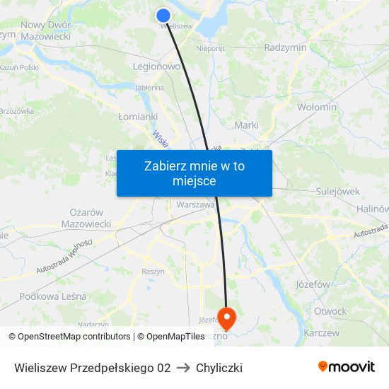 Wieliszew Przedpełskiego to Chyliczki map