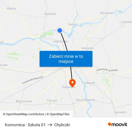 Komornica-Szkoła to Chyliczki map