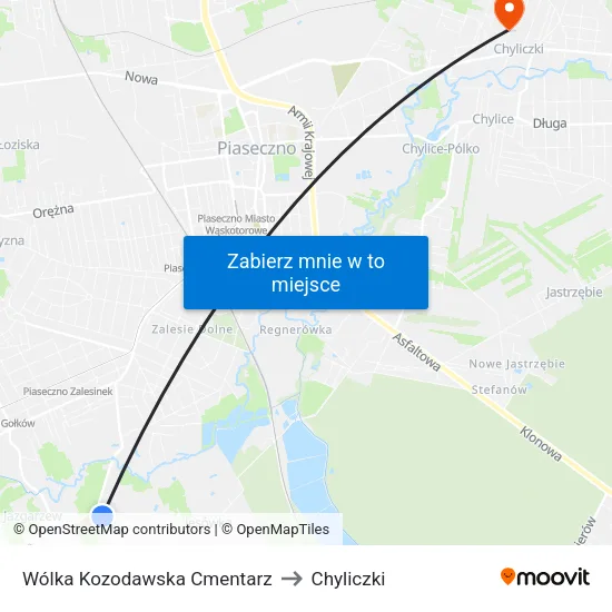 Wólka Kozodawska Cmentarz to Chyliczki map