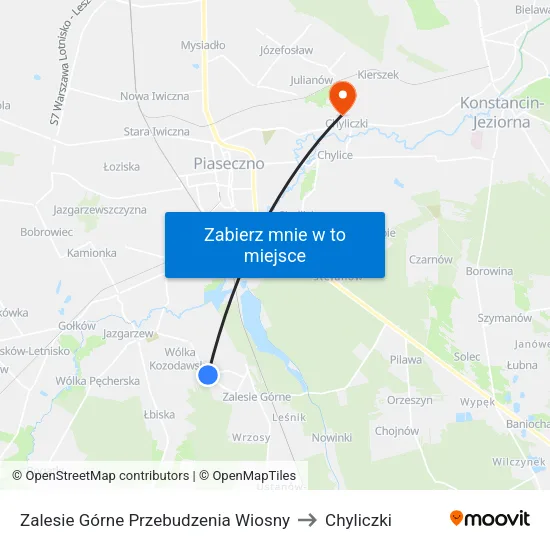 Zalesie Górne Przebudzenia Wiosny to Chyliczki map