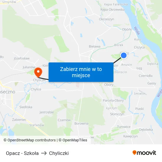 Opacz - Szkoła to Chyliczki map