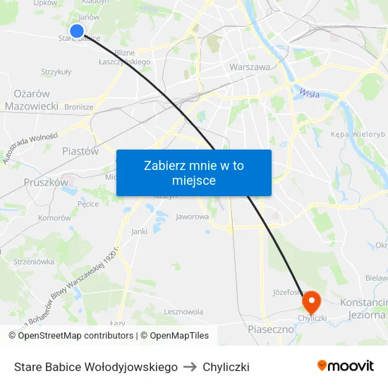 Stare Babice Wołodyjowskiego to Chyliczki map