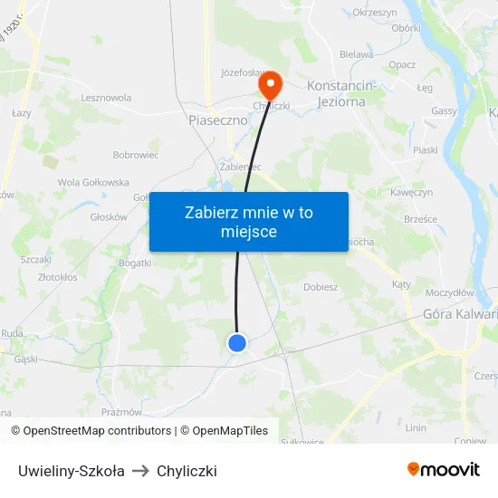 Uwieliny - Szkoła to Chyliczki map