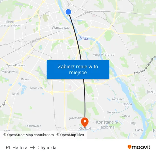 Pl. Hallera to Chyliczki map