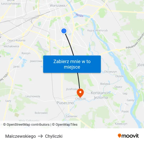 Malczewskiego to Chyliczki map