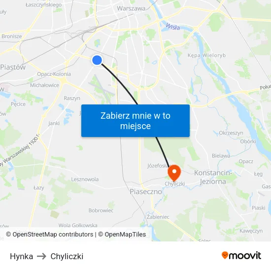 Hynka to Chyliczki map