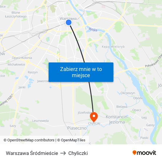 Warszawa Śródmieście to Chyliczki map