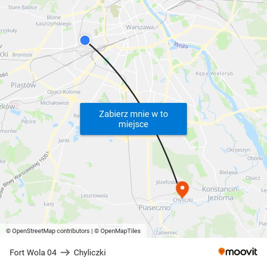 Fort Wola 04 to Chyliczki map