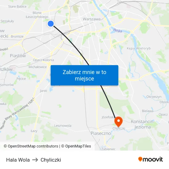 Hala Wola to Chyliczki map