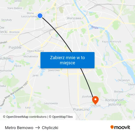 Metro Bemowo to Chyliczki map