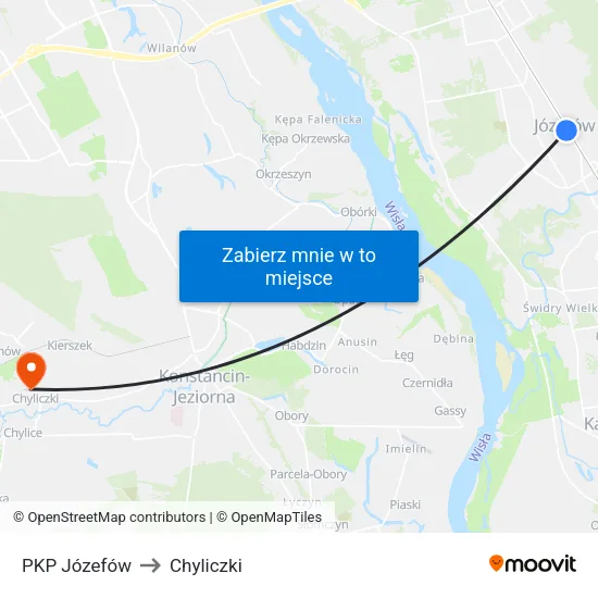 PKP Józefów to Chyliczki map