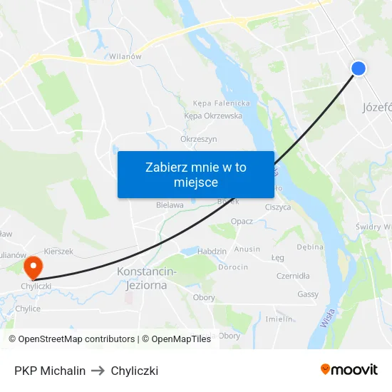 PKP Michalin to Chyliczki map