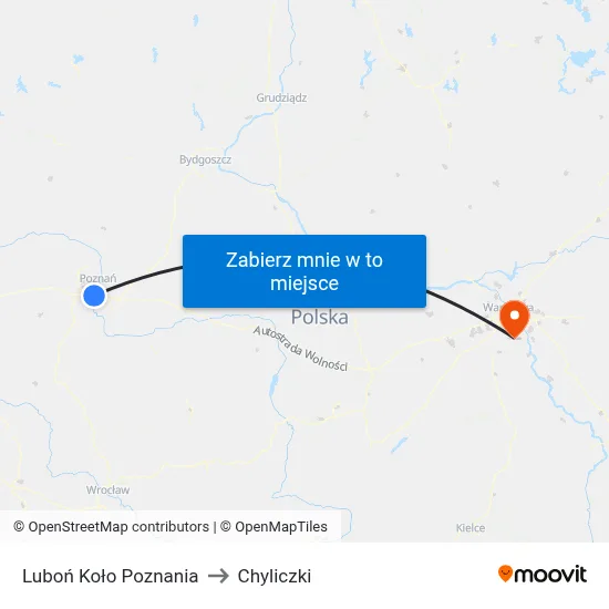 Luboń Koło Poznania to Chyliczki map