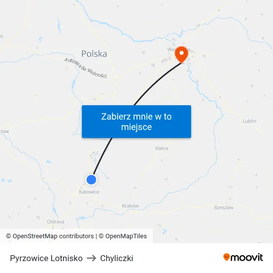 Pyrzowice Lotnisko to Chyliczki map