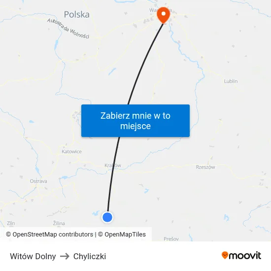 Witów Dolny to Chyliczki map