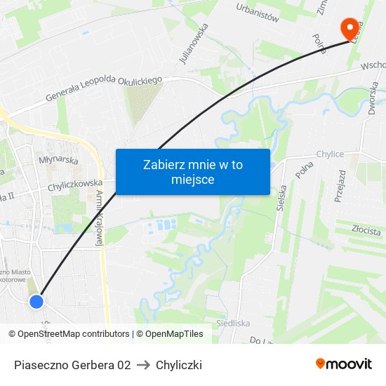 Piaseczno Gerbera 02 to Chyliczki map