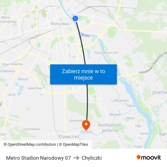 Metro Stadion Narodowy 07 to Chyliczki map