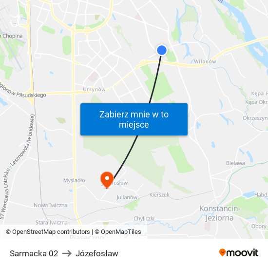 Sarmacka 02 to Józefosław map