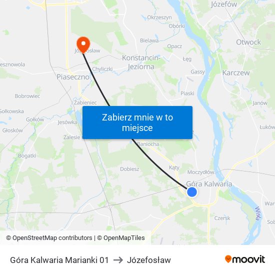 Góra Kalwaria Marianki 01 to Józefosław map