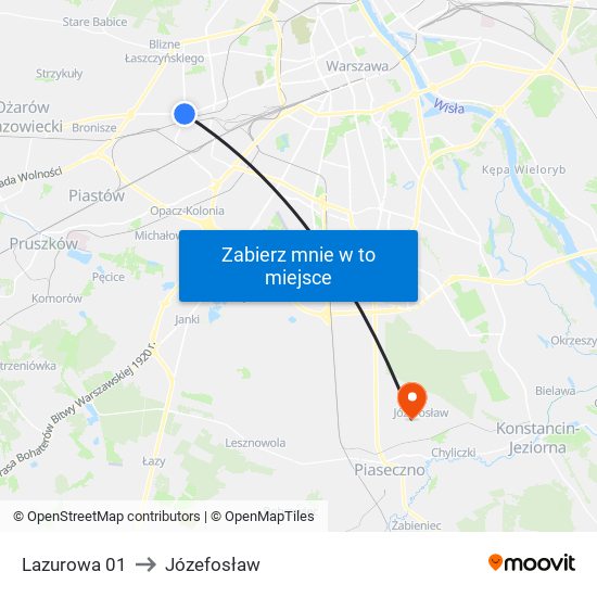 Lazurowa 01 to Józefosław map