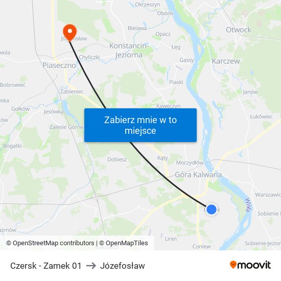 Czersk - Zamek 01 to Józefosław map