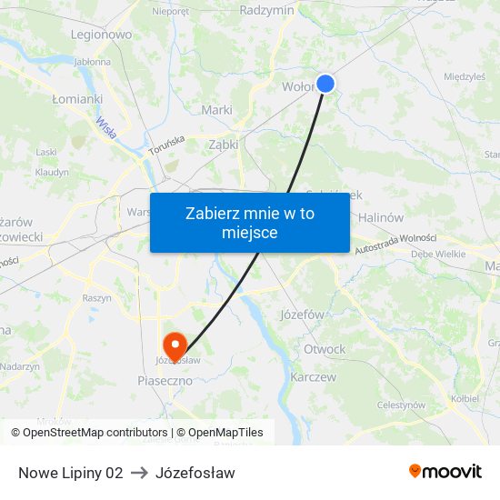 Nowe Lipiny to Józefosław map