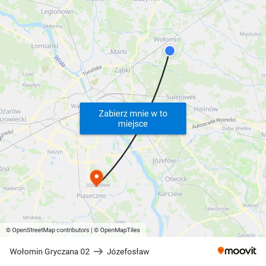 Wołomin Gryczana 02 to Józefosław map