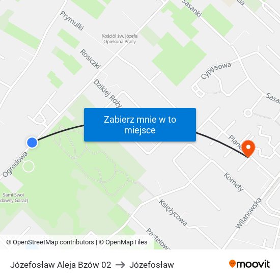 Józefosław Aleja Bzów 02 to Józefosław map