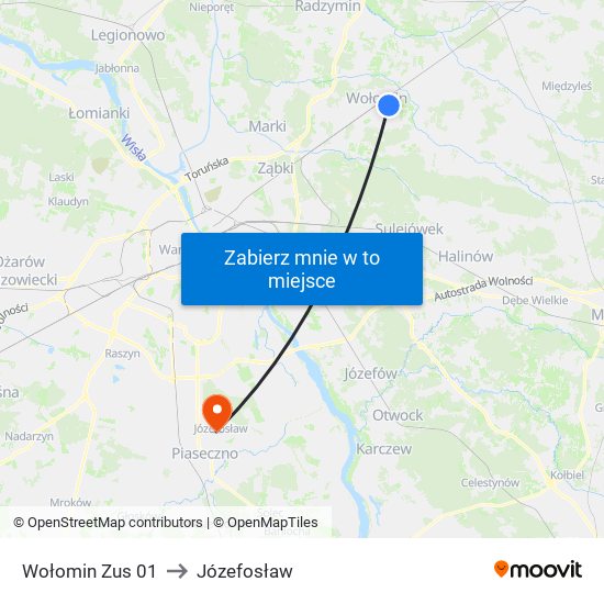 Wołomin Zus 01 to Józefosław map